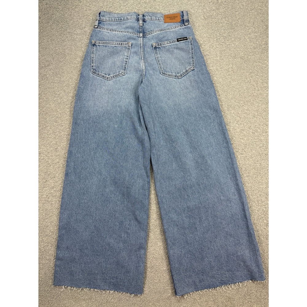 Y2K Calvin Klein Wide Leg Jeans Women's 25 Blue Medium Wash High Rise Baggy Fit - Picture 2 of 11